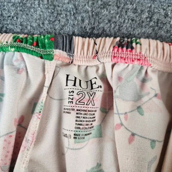 HUE Pink Christmas Cat Pajama Pants Womens 2X Holiday Lounge Sleepwear Wide Leg - Picture 4 of 5